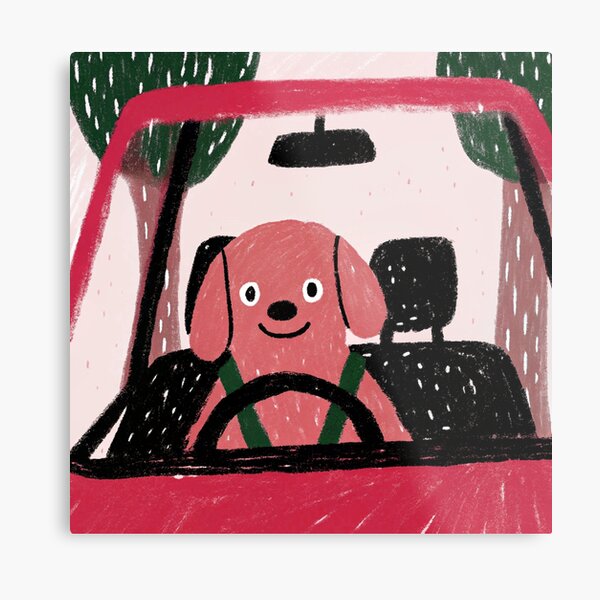 Item preview, cute dog driving a red car designed and sold by ArtZombieStore.