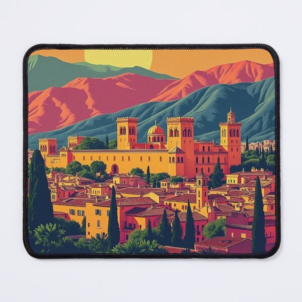 Item preview, Digital Retro Pop Art Poster of Granada | Vibrant Spain Travel Art | Vintage Cityscape Design | Colorful Granada Wall Art designed and sold by PaintedPixels01.