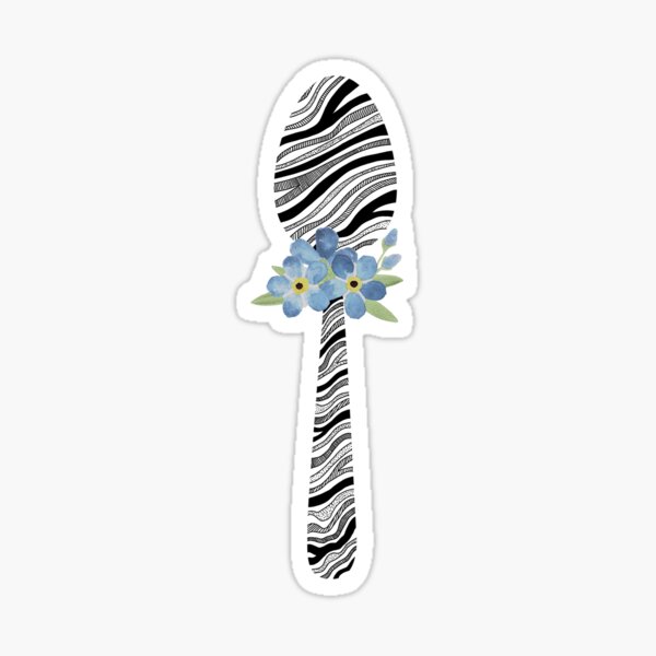 Item preview, Doodled Zebra Print Spoon & Forget Me Nots designed and sold by spoonlessmarket.