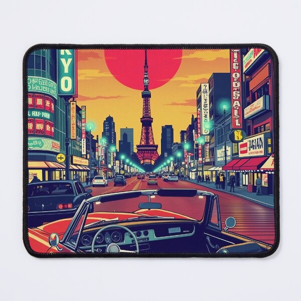 Item preview, Digital Retro Pop Art Poster of Tokyo | Vibrant Cityscape Artwork | Neon Tokyo Skyline | Japanese Urban Aesthetic designed and sold by PaintedPixels01.
