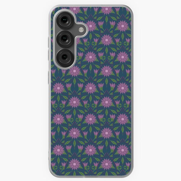 Aperçu de l'œuvre Imprimé floral violet foncé et bleu marine créée et vendue par spoonlessmarket.