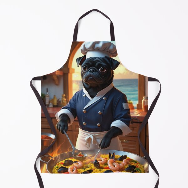 Item preview, Black Pug Making Spanish Paella designed and sold by THISPUGVIBE.