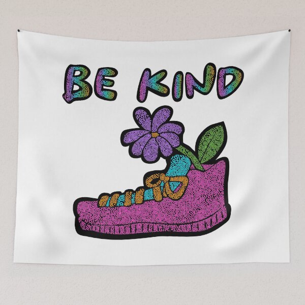 Item preview, Be Kind Sneaker Flower Squiggle Pattern Shoe designed and sold by KatelynMitalski.