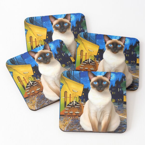 Item preview, Siamese Cat in Van Gogh's Café Terrace at Night – Feline Fantasy Art designed and sold by Fredster1966.