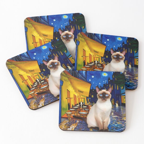 Item preview, Siamese Cat in Van Gogh's Café Terrace at Night – Artistic Feline Fantasy designed and sold by Fredster1966.