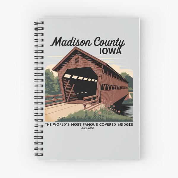 Artikelvorschau, Madison County Iowa berühmte überdachte Brücken Retro Poster entworfen und verkauft von The Masked Designer.
