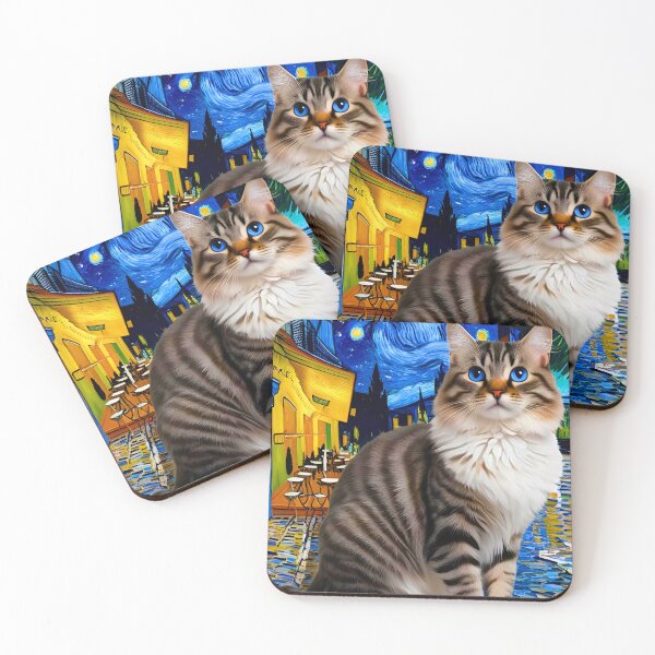 Item preview, Ragdoll Cat in Van Gogh's Café Terrace at Night – Artistic Feline Dream designed and sold by Fredster1966.