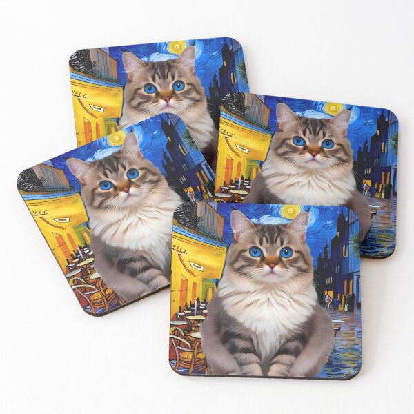 Item preview, Ragdoll Cat in Van Gogh's Café Terrace at Night – Artistic Feline Dream designed and sold by Fredster1966.