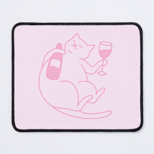 Item preview, Pink kitty with glass and wine, super cute designed and sold by alexilab.