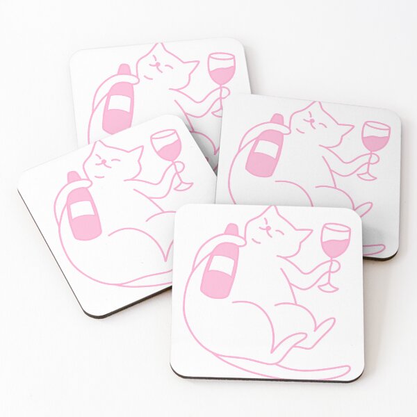 Item preview, Pink kitty with glass and wine, super cute designed and sold by alexilab.