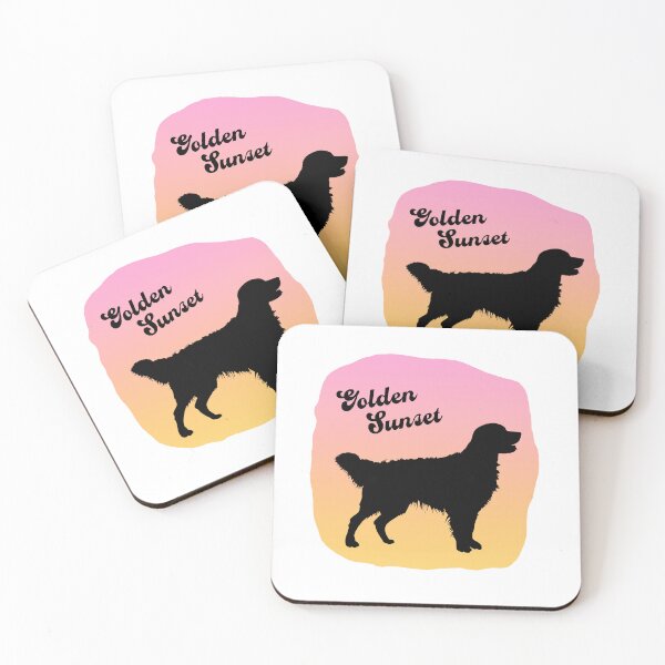 Item preview, golden retriever dog silhouette with words Golden Sunset designed and sold by planetgolden.