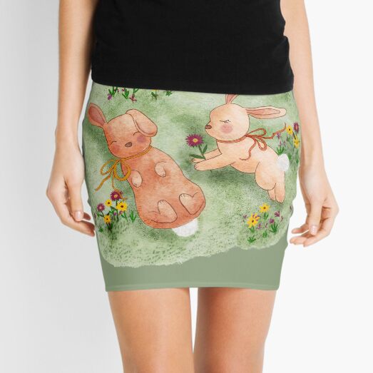 Vista previa del artículo con la obra «Lindos conejitos de primavera en un prado», diseñado y vendido por Pixel & Petal Design Co..