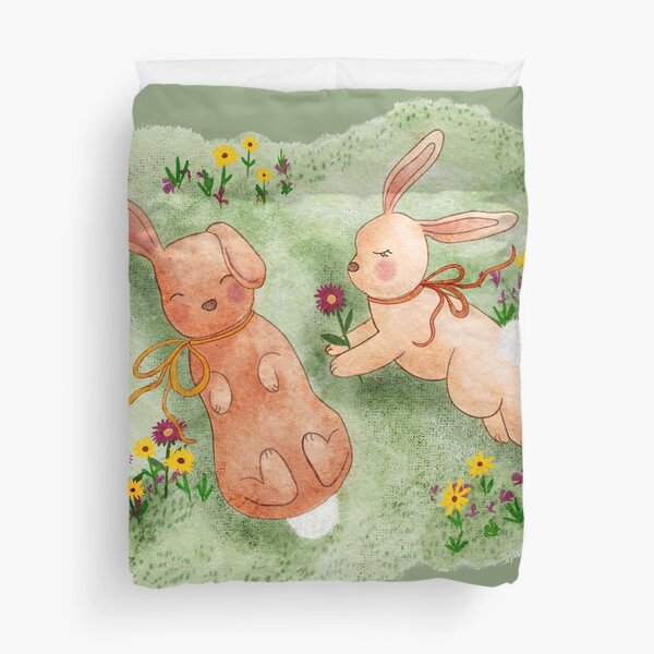 Aperçu de l'œuvre Lapins de printemps mignons dans un pré créée et vendue par Pixel & Petal Design Co..