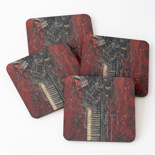 Item preview, heavy music keyboard skull piano red black dejco  designed and sold by dejco.art.