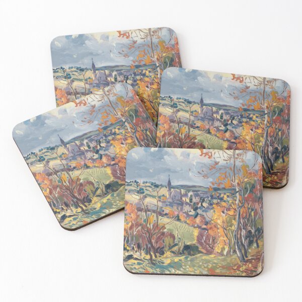 Item preview, Autumn Impressionist Painting - French Village in Fall Colors designed and sold by CARRAANN.