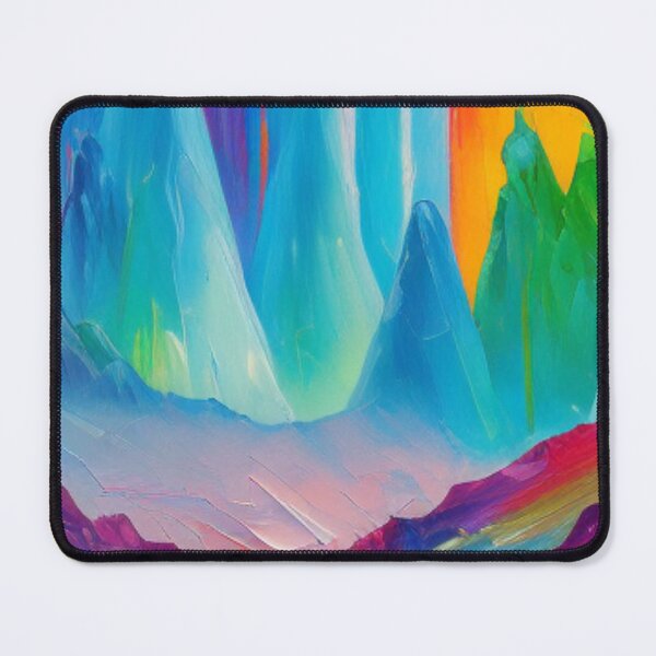 Item preview, A Dreamlike Scene of a Mountain Range with a Rainbow Oil Painting designed and sold by lavanya11.