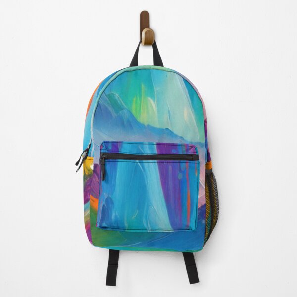 Item preview, A Dreamlike Scene of a Mountain Range with a Rainbow Oil Painting designed and sold by lavanya11.