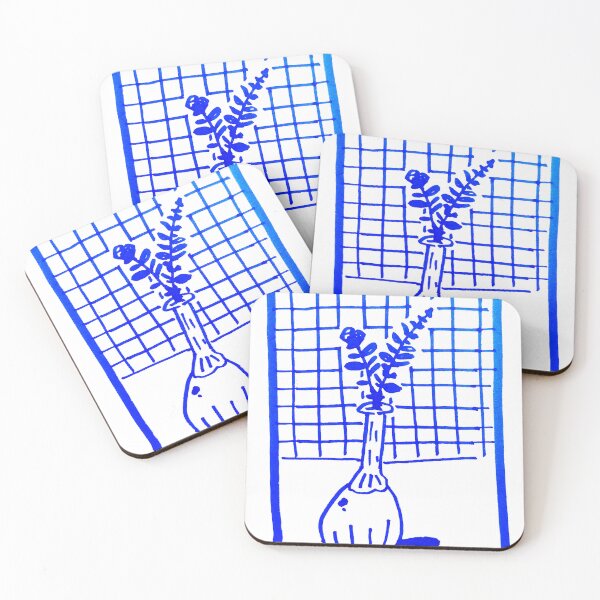 Item preview, Minimalist Flower Vase in Blue Marker Art designed and sold by diptarka07.