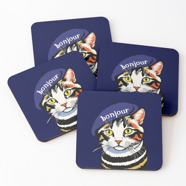 Item preview, Bonjour Cat – French Beret Cat Illustration designed and sold by -DEEWOLF-.