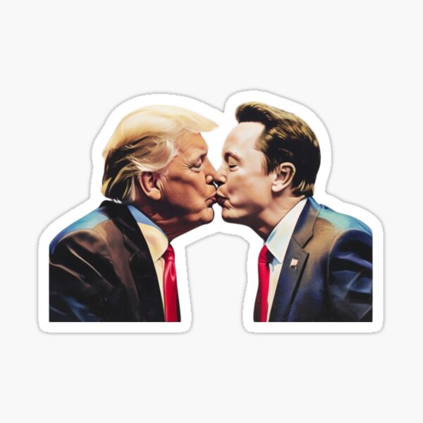 Item preview, Mr. and Mr. President Trump Kissing Elon designed and sold by Keeping Art Heavenly.