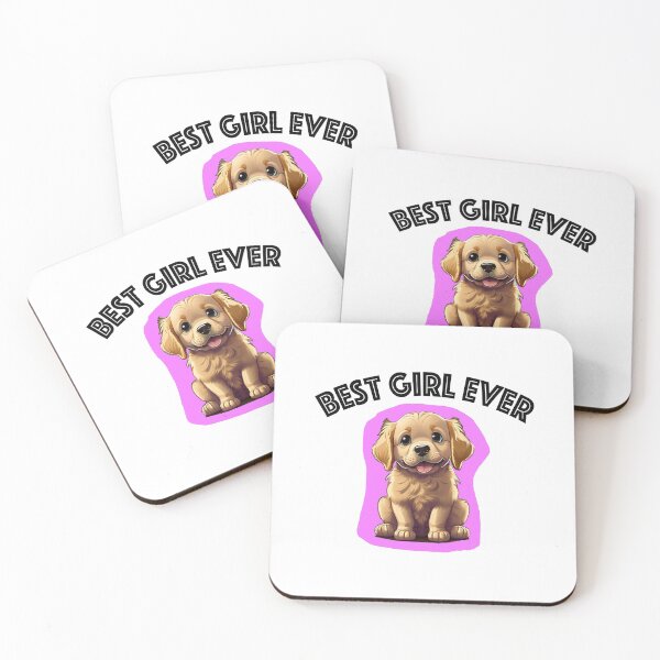 Item preview, cute golden retriever puppy dog with text best girl ever designed and sold by planetgolden.
