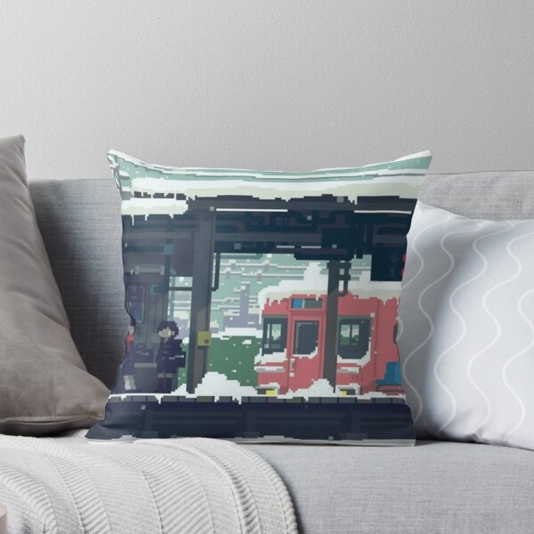 Item preview, Pixel Art Snowy Railway Station with Waiting Commuters designed and sold by darkskinbender.