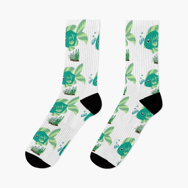 Item preview, Green fish with bubbles and aquatic plants designed and sold by LaUnArt.