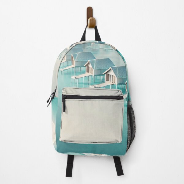 Item preview, Minimalist Maldives Overwater Bungalows | Tropical Beach Paradise Art designed and sold by Warm Bowl Studio.
