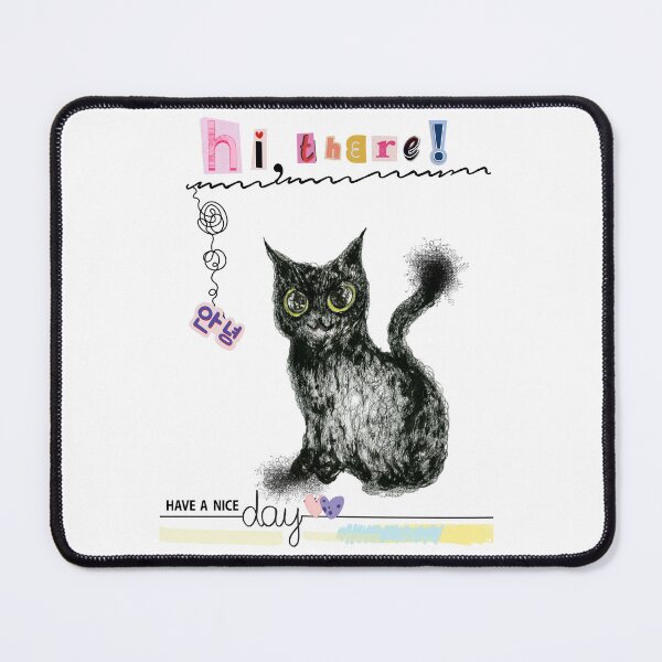 Item preview, Hi, there, Hand-drawn Cute Sassy Black Cat Illustration designed and sold by binnakimart.