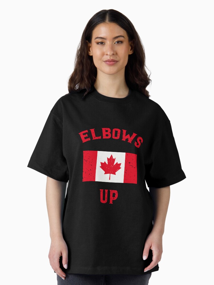 Thumbnail 2 of 7, Oversized T-Shirt, Elbows Up Canada Anti-Trump Canadian Pride Tees and Stickers designed and sold by EthosWear.