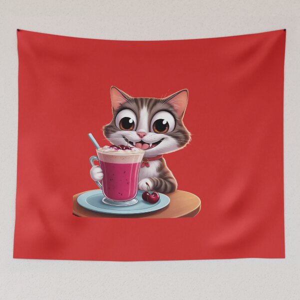 Item preview, Cherry Chai Latte Cat designed and sold by sydney-syder.