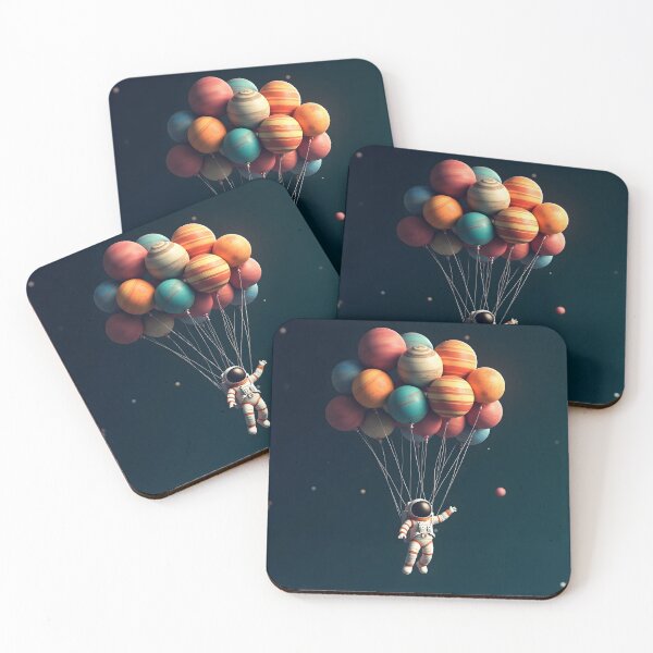 Item preview, Galactic Drift: Astronaut's Journey on Planetary Balloons designed and sold by AbstractAuraArt.