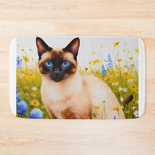 Item preview, Siamese Cat in Wildflower Meadow – Impressionist Feline Art designed and sold by Fredster1966.