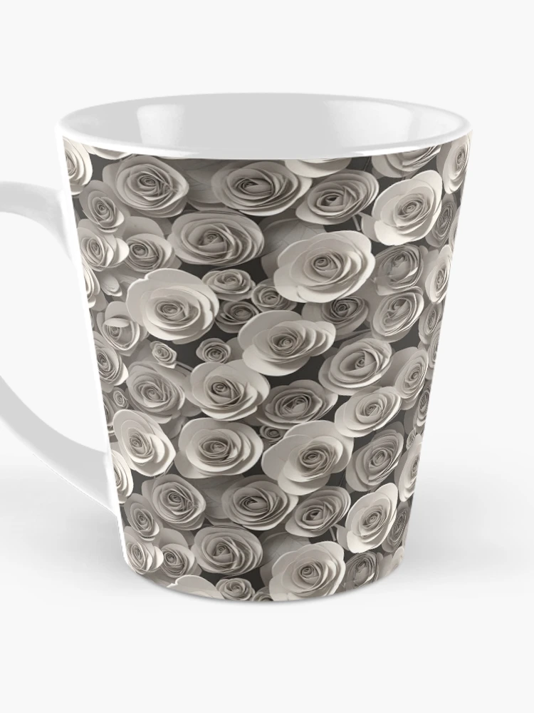 Thumbnail 3 of 4, Coffee Mug, Paper Roses Pattern Design (3D) designed and sold by Domo-Design.