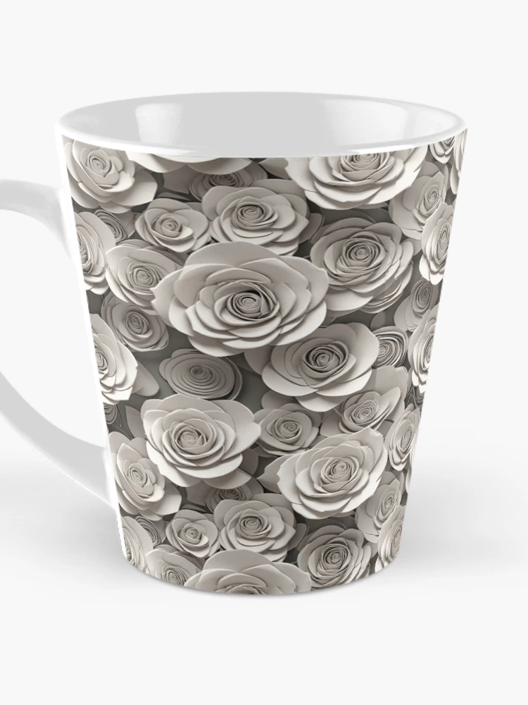 Thumbnail 3 of 4, Coffee Mug, Paper Roses Pattern Design (3D) 2 designed and sold by Domo-Design.