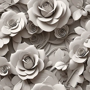 Artwork thumbnail, Paper Roses Pattern Design (3D) 3 by Domo-Design