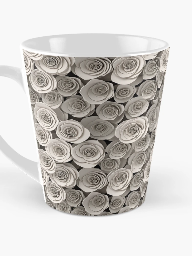 Thumbnail 3 of 4, Coffee Mug, Paper Roses Pattern Design (3D) 4 designed and sold by Domo-Design.