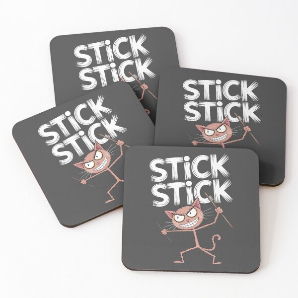 Item preview, "Whimsical Stick Figure Cat Illustration on Charcoal Background" designed and sold by AnimalAirtistry.