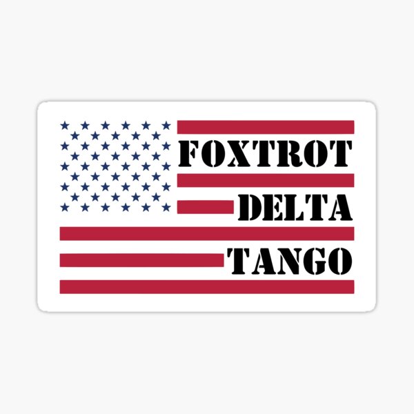 Vista previa del artículo con la obra «Foxtrot Delta Tango - Anti Trump», diseñado y vendido por mipasuteru.