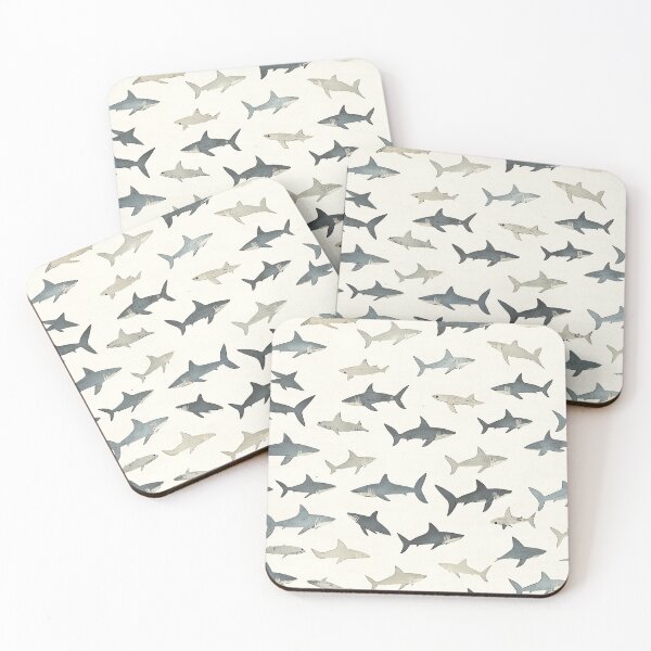 Item preview, Pattern of tiny sharks adorning a decorative vintage wallpaper, rendered in soft, low-contrast retro colors designed and sold by Paolo Modena Photography    -   Fine Italian Art.