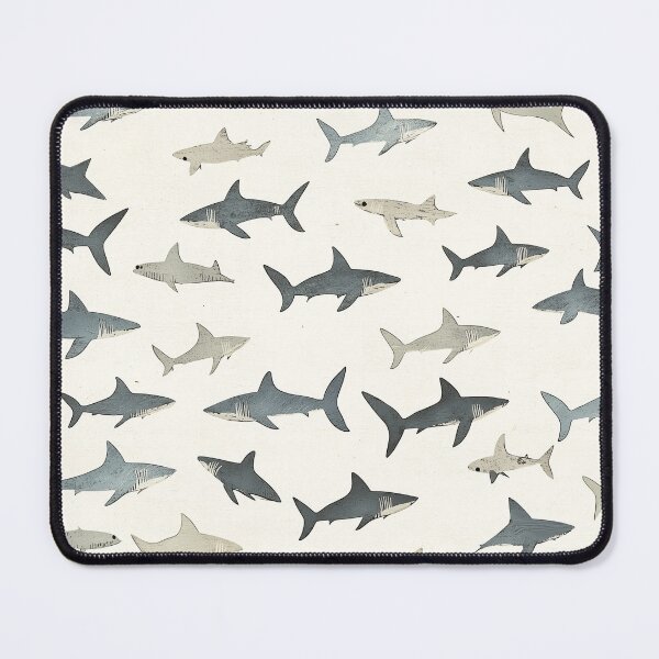 Item preview, Pattern of tiny sharks adorning a decorative vintage wallpaper, rendered in soft, low-contrast retro colors designed and sold by Paolo Modena Photography - Fine Italian Art.