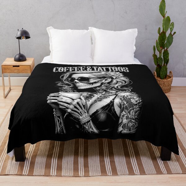 Item preview, Coffee And Tattoos Gothic Tattooed Skeleton Girl Tattoo Ink designed and sold by GrandeDuc.
