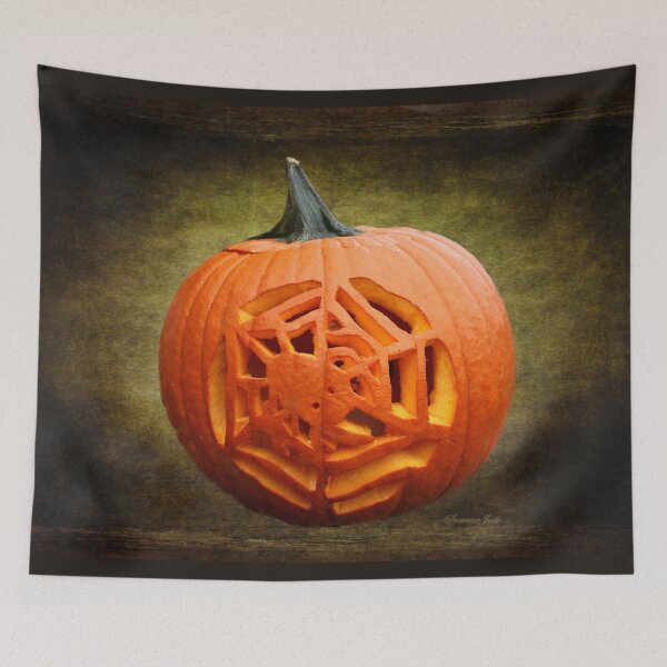 Item preview, Pumpkin Showcasing a Spider Carving designed and sold by SummerJade.