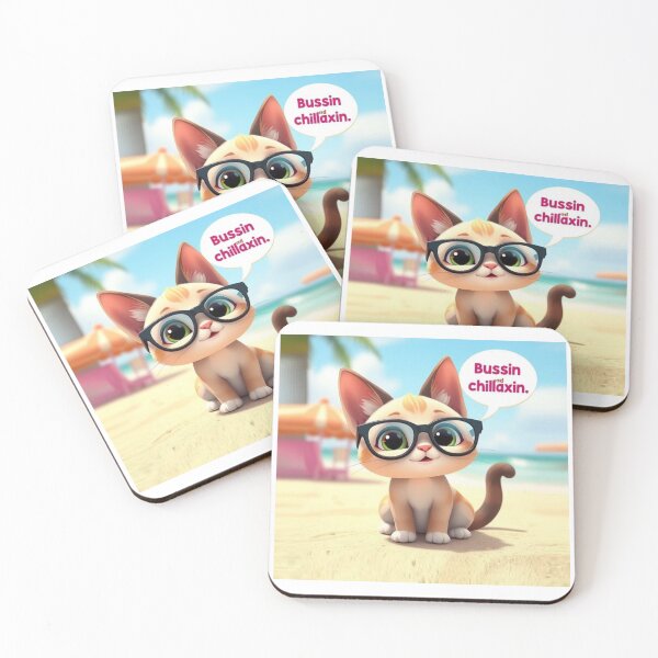 Item preview, Cute Cat /Kitten at the beach - This is bussin and chillaxing designed and sold by jotottenham.