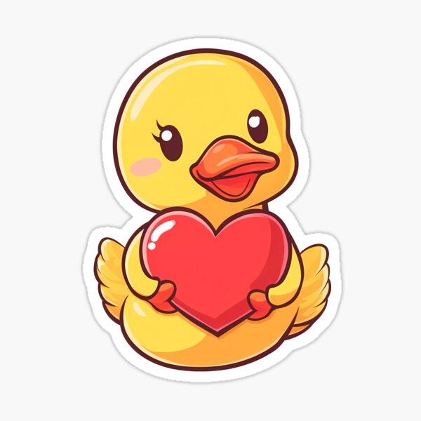 Item preview, A cute rubber duck holding a heart, love theme, sticker. designed and sold by ViewDigitalArt.