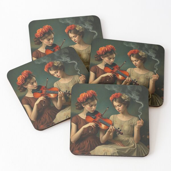 Item preview, filles et violon et cigarette designed and sold by Terry Collett.