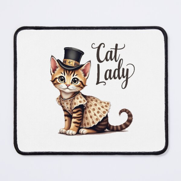Item preview, Cat Lady, adorable kitten with hat and dress. designed and sold by nicnacc.