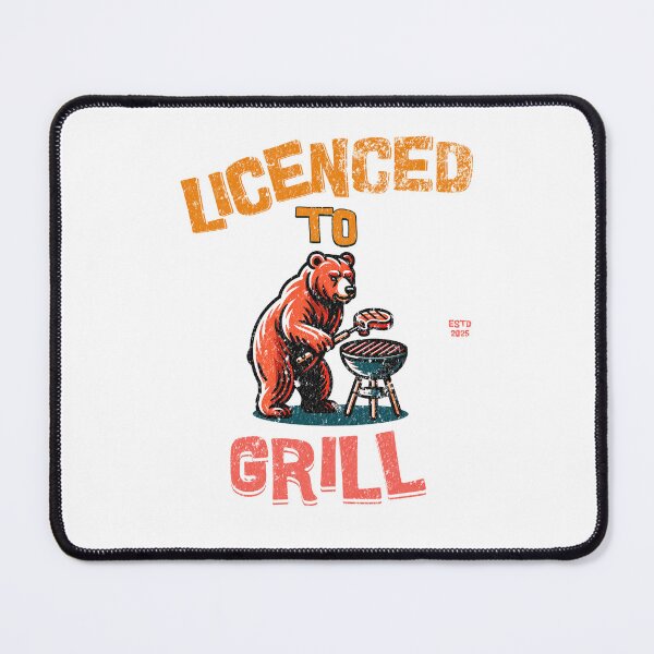 Item preview, License To Grill Cookout Apron Funny Backyard BBQ Dad Father's Day Kitchen Smock designed and sold by LifmusGoDesigns.