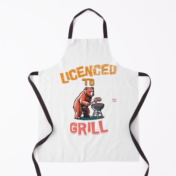 Item preview, License To Grill Cookout Apron Funny Backyard BBQ Dad Father's Day Kitchen Smock designed and sold by LifmusGoDesigns.
