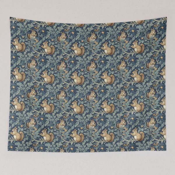 Item preview, arts and crafts styled squirrel pattern designed and sold by PoppyLaneStudio.